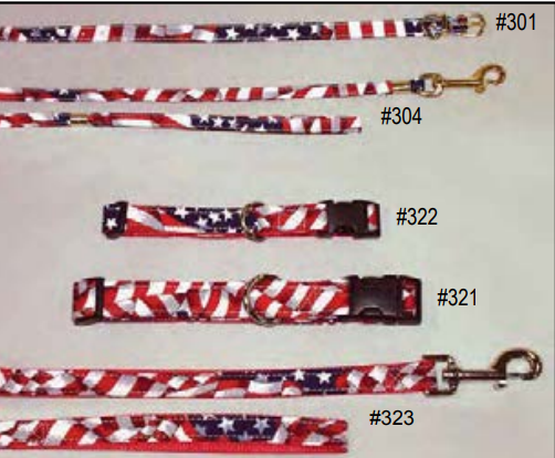 Leather Brothers USA Printed Fabric Collar with American flag pattern