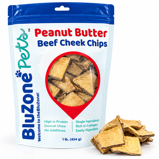 BluZone Pets Peanut Butter Beef Cheek Chips bag