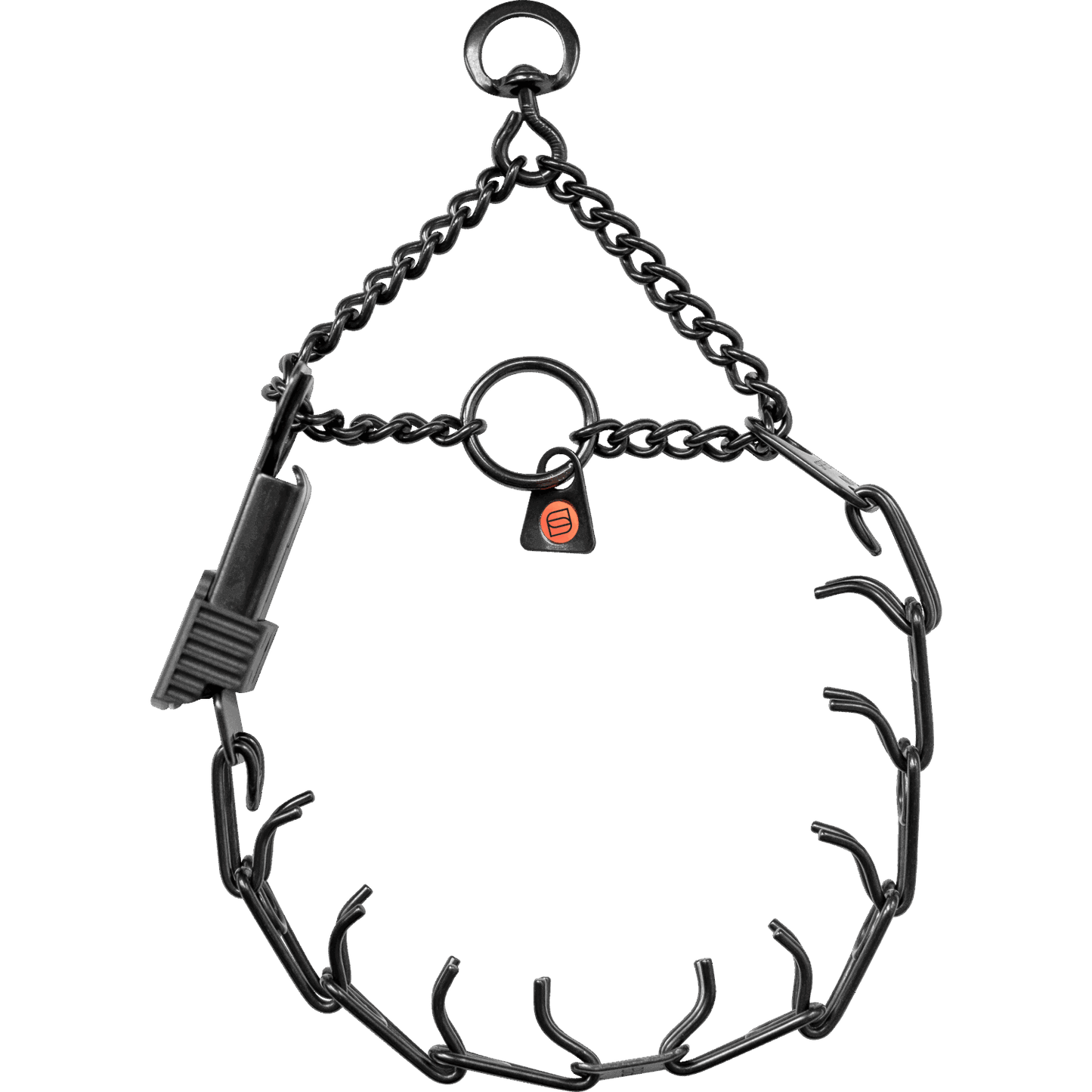 Herm Sprenger ULTRA-PLUS Training Collar with Center-Plate, Assembly Chain, and ClicLock in black stainless steel