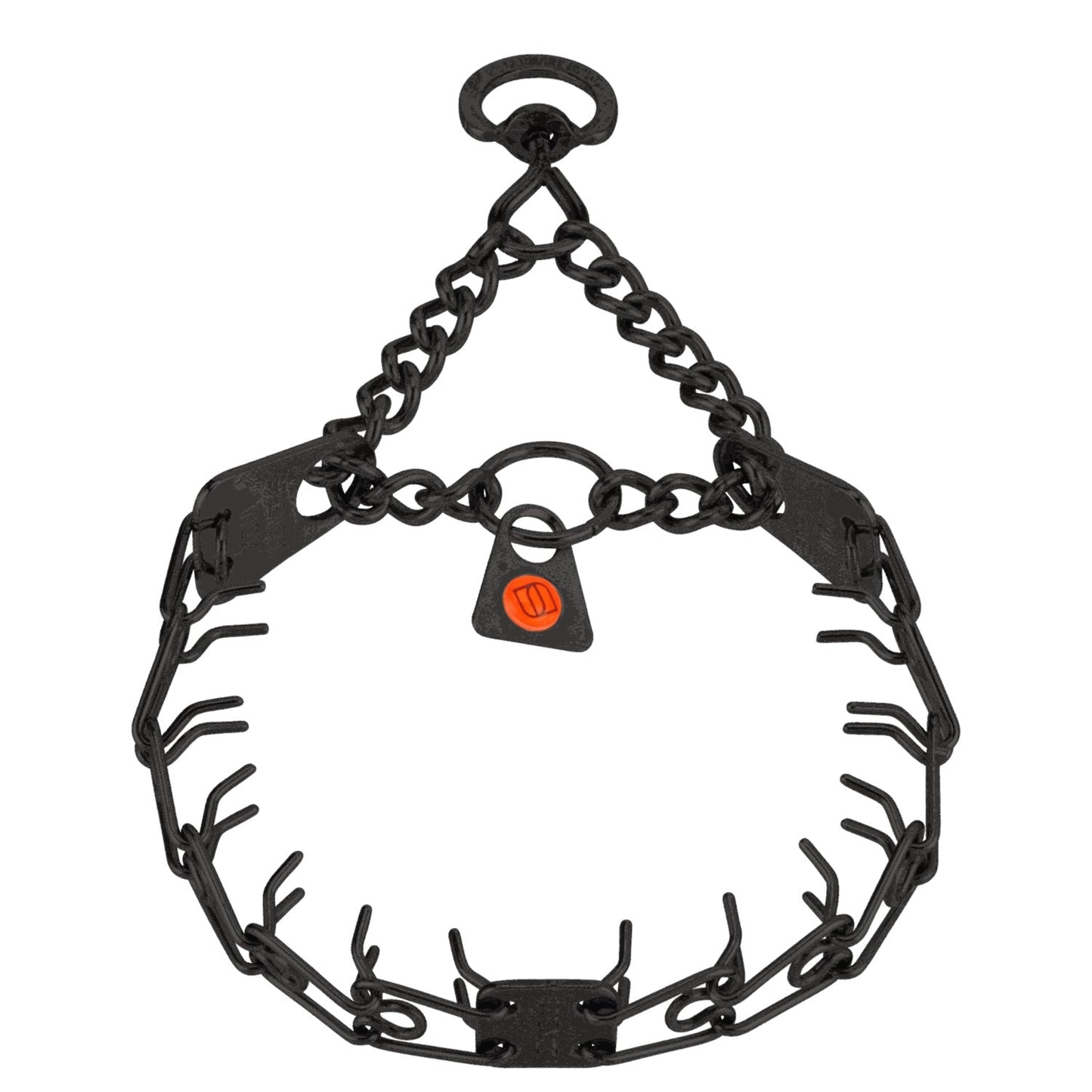 Herm Sprenger MICRO-PLUS Training Collar with Center-Plate and Assembly Chain in black stainless steel