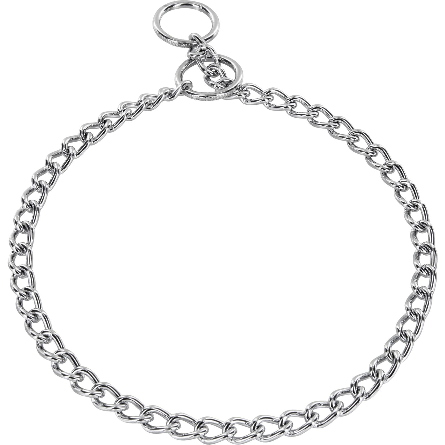 Silver metal chain with two rings at the top