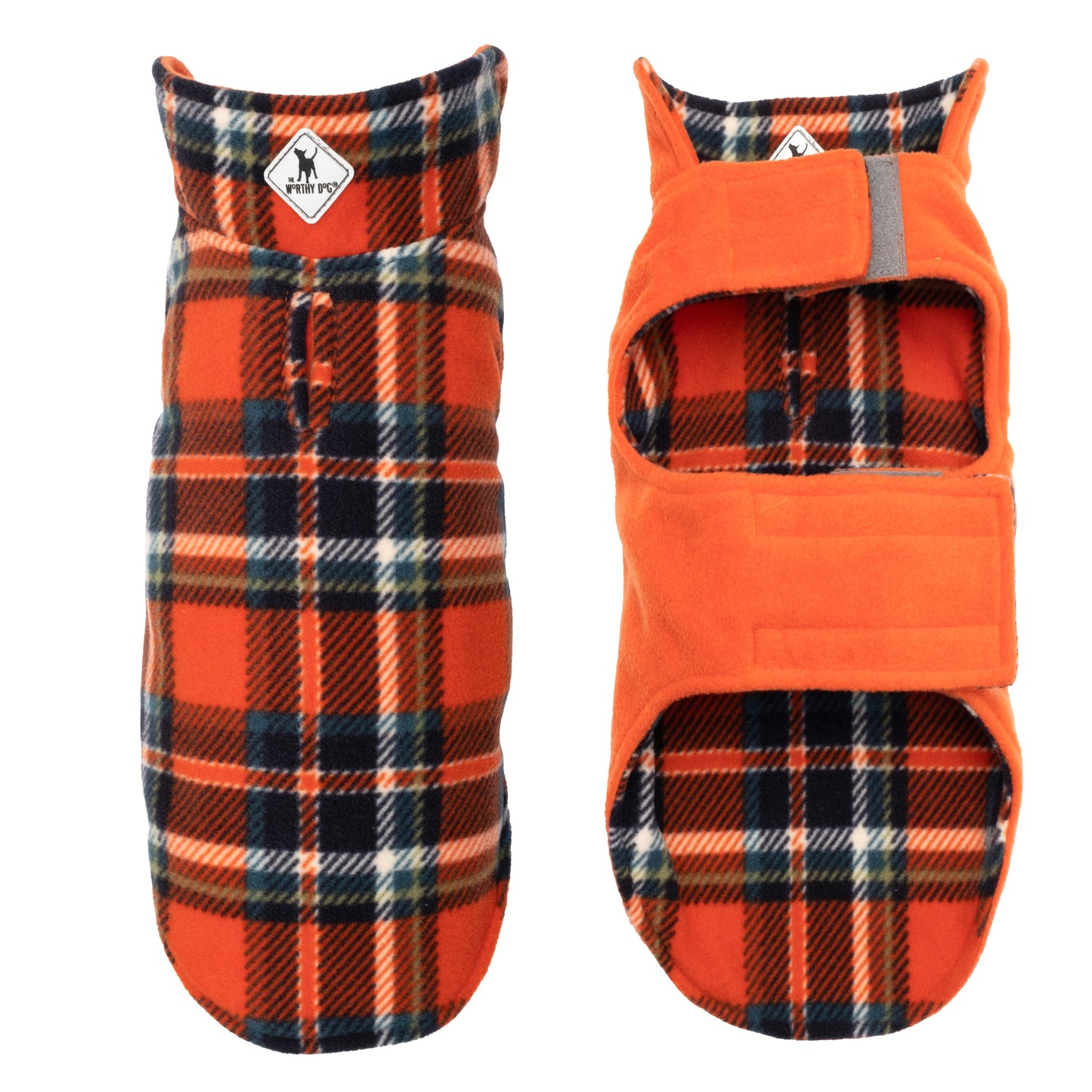 Front and back view of The Worthy Dog Aspen Plaid Reversible Fleece Pet Vest