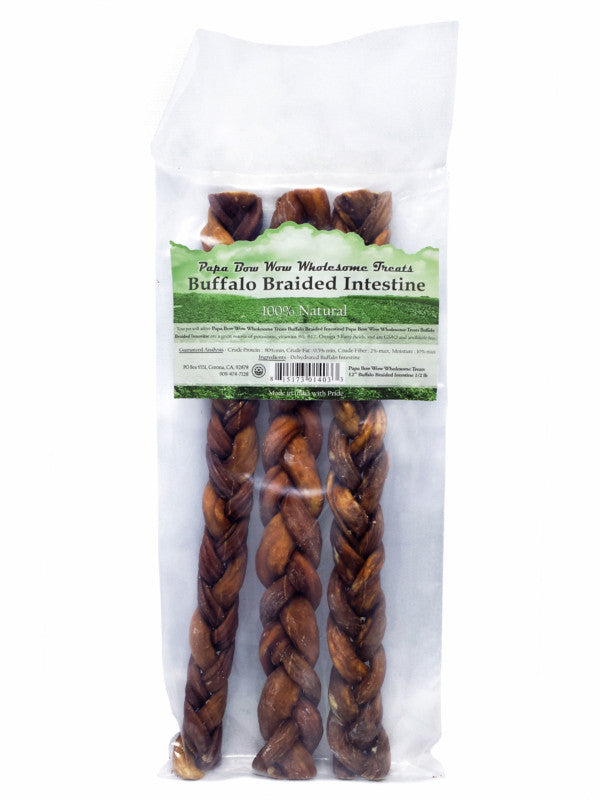 Papa Bow Wow Buffalo Braided Intestine 12"