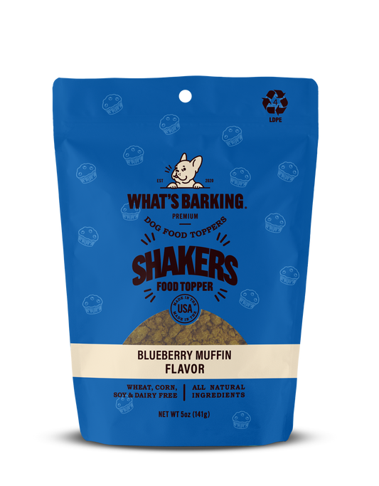 Whats Barking blueberry muffin flavor dog food topper 5oz bag