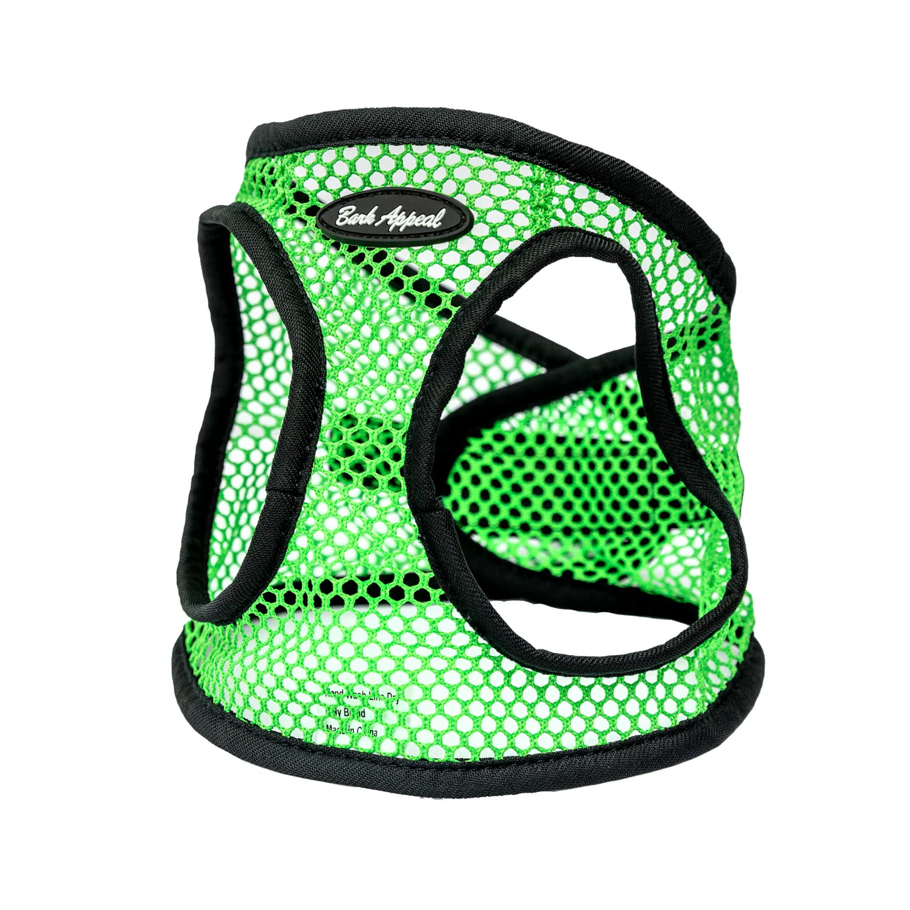 Bark Appeal Netted Step In Harness in bright green with black trim