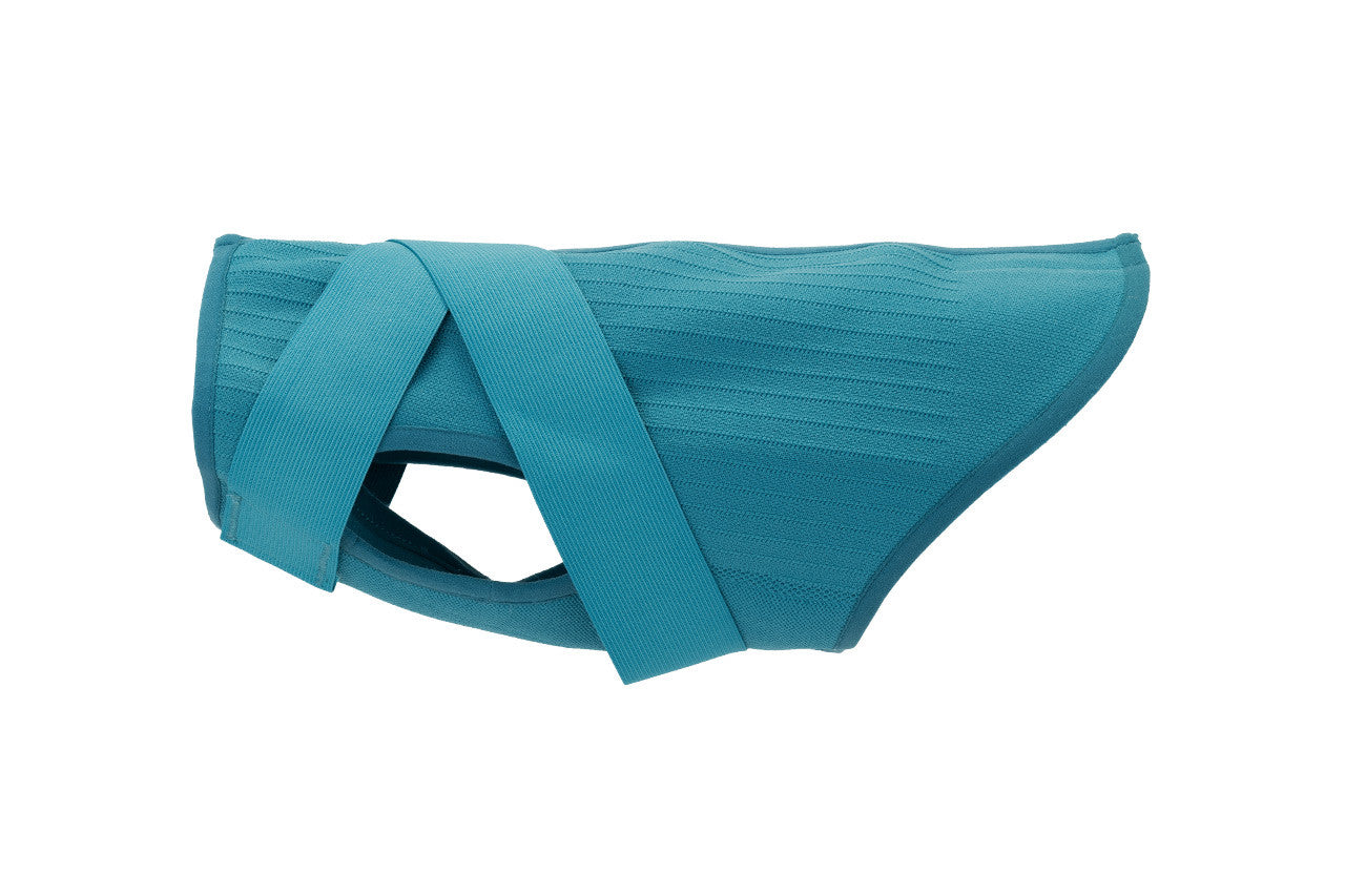 RC Pet Products At Ease Calming Vest in teal with crisscross straps