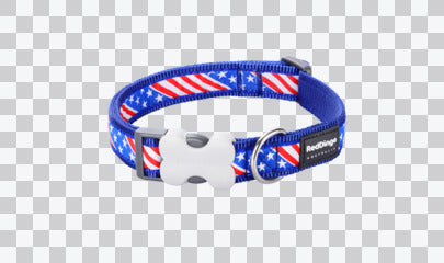 Red Dingo Buckle Bone Dog Collar with US Flag design