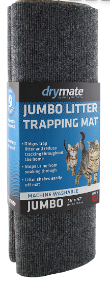 Drymate Jumbo Litter Trapping Mat, rolled up with packaging visible