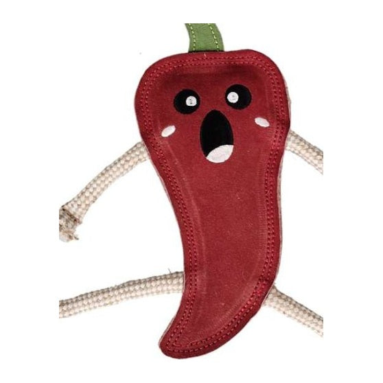 Advance Pet Products chili pepper leather and rope dog toy
