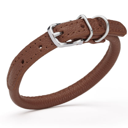 Soft Leather Round Dog Collar