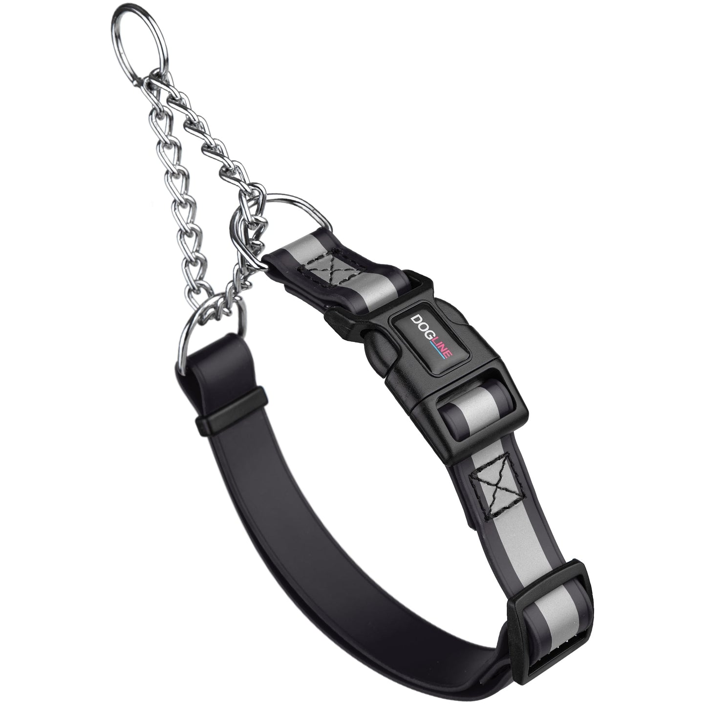 Reflective Biothane Martingale Dog Collar with Quick Release Buckle