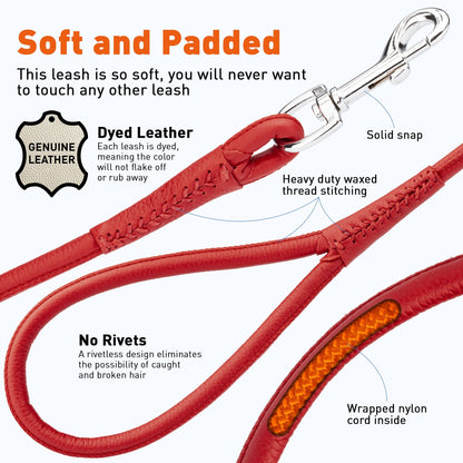 Soft Leather Round Dog Lead