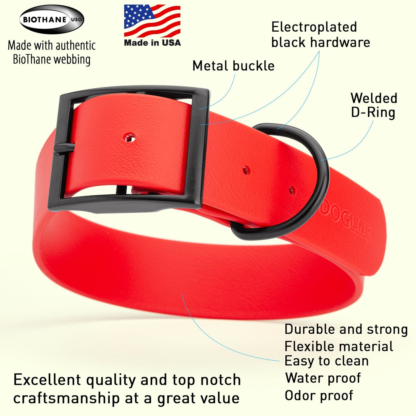 Biothane Waterproof Dog Collar - Wide - XXL (24 to 28 inches)