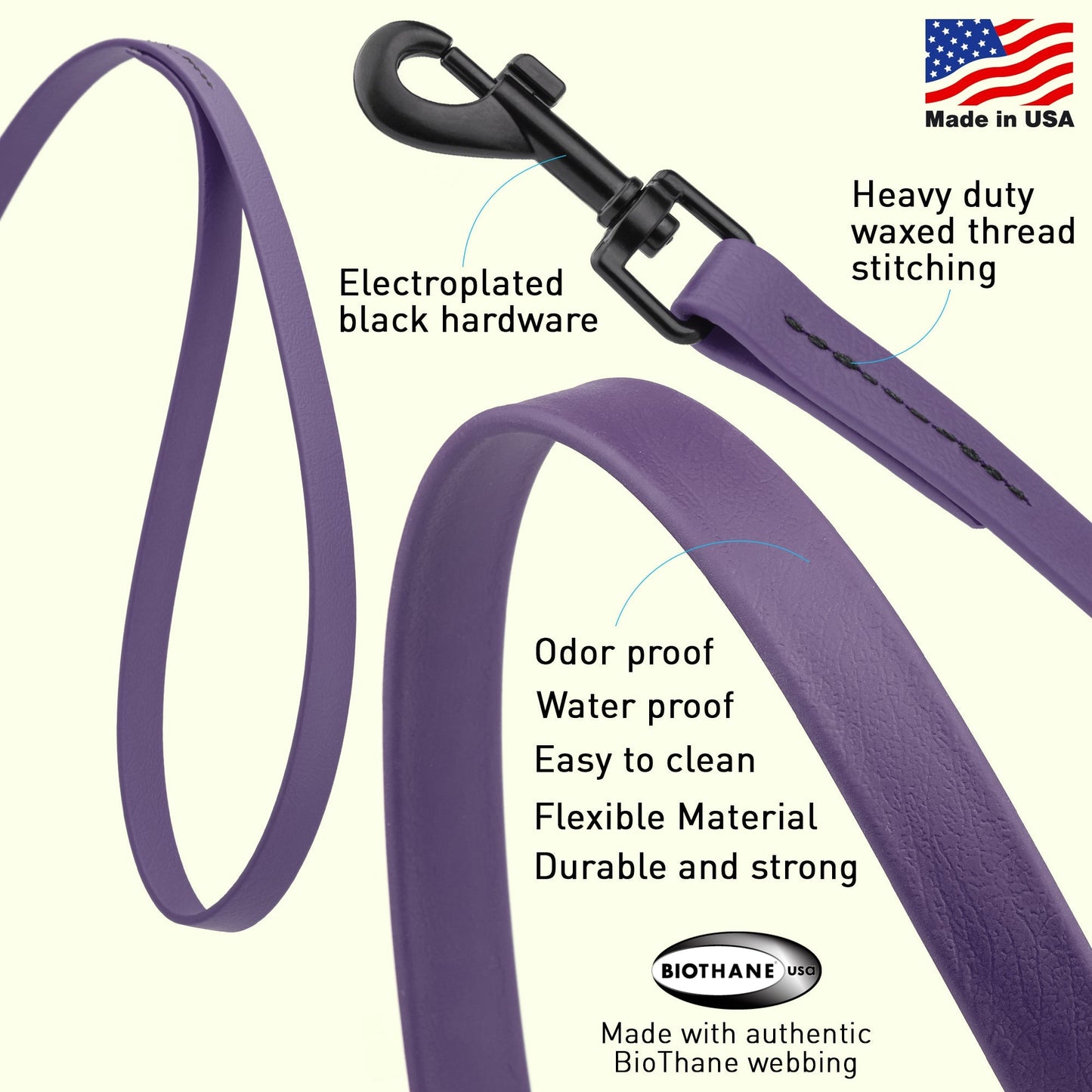 Biothane Waterproof Dog Leash 6 ft