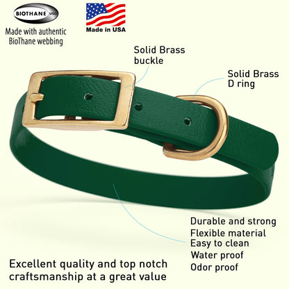 Viper Biothane Waterproof Collar - Brass Hardware - Size S (12 to 15 inches)
