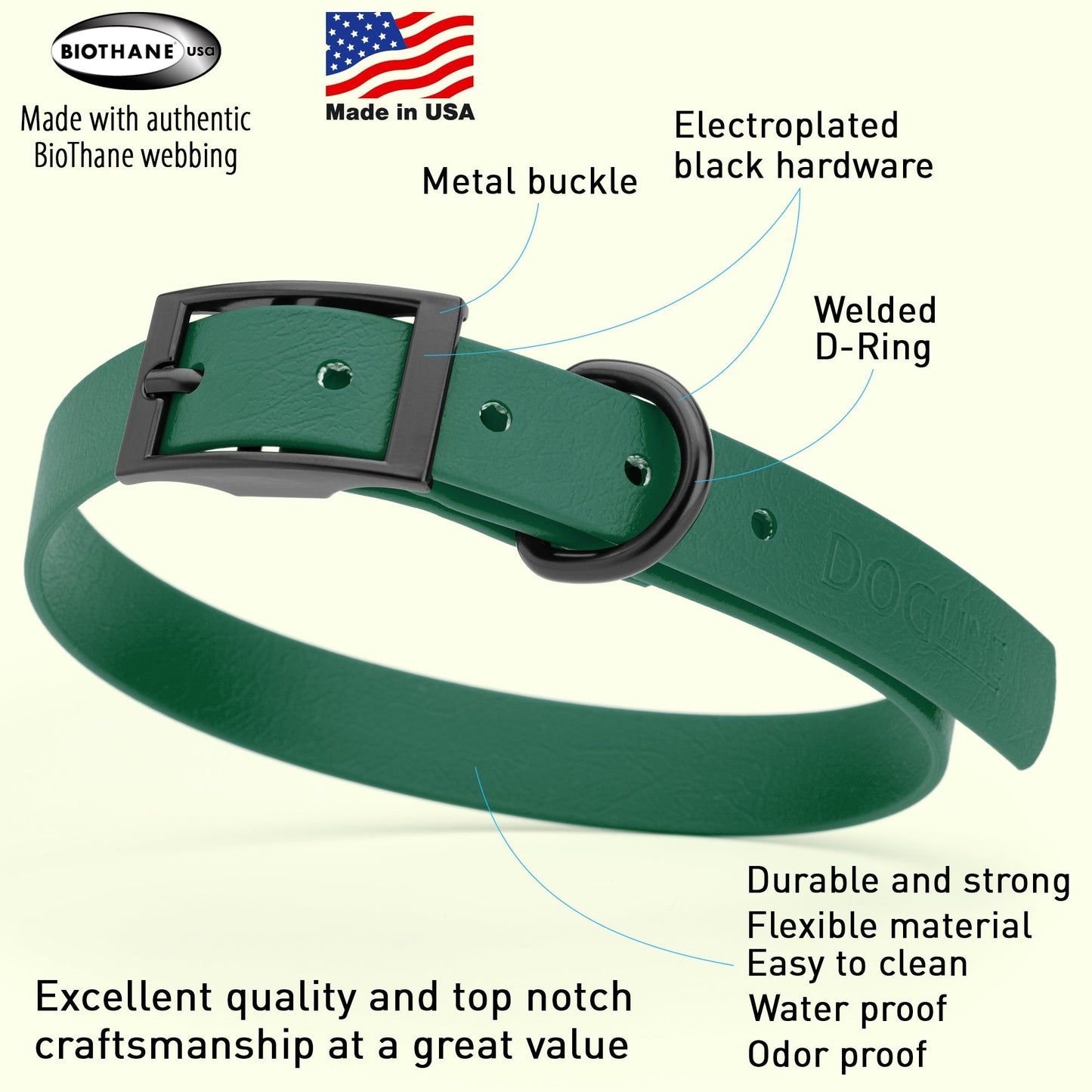 Biothane Waterproof Dog Collar - M (15 to 18 inches)