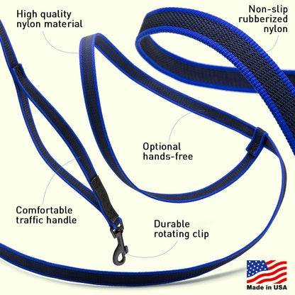 Rubber Infused Nylon Multifunctional Dog Leash for Walking and Running Hands Free