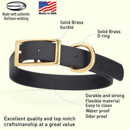 Viper Biothane Waterproof Collar - Brass Hardware - Size XL (22 to 25 inches)