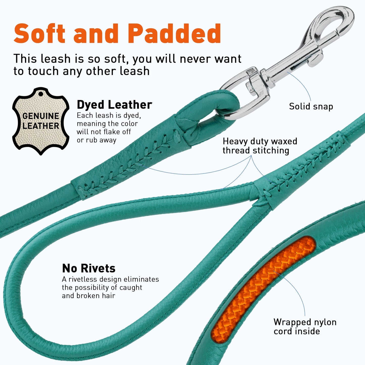 Soft Leather Round Traffic Lead