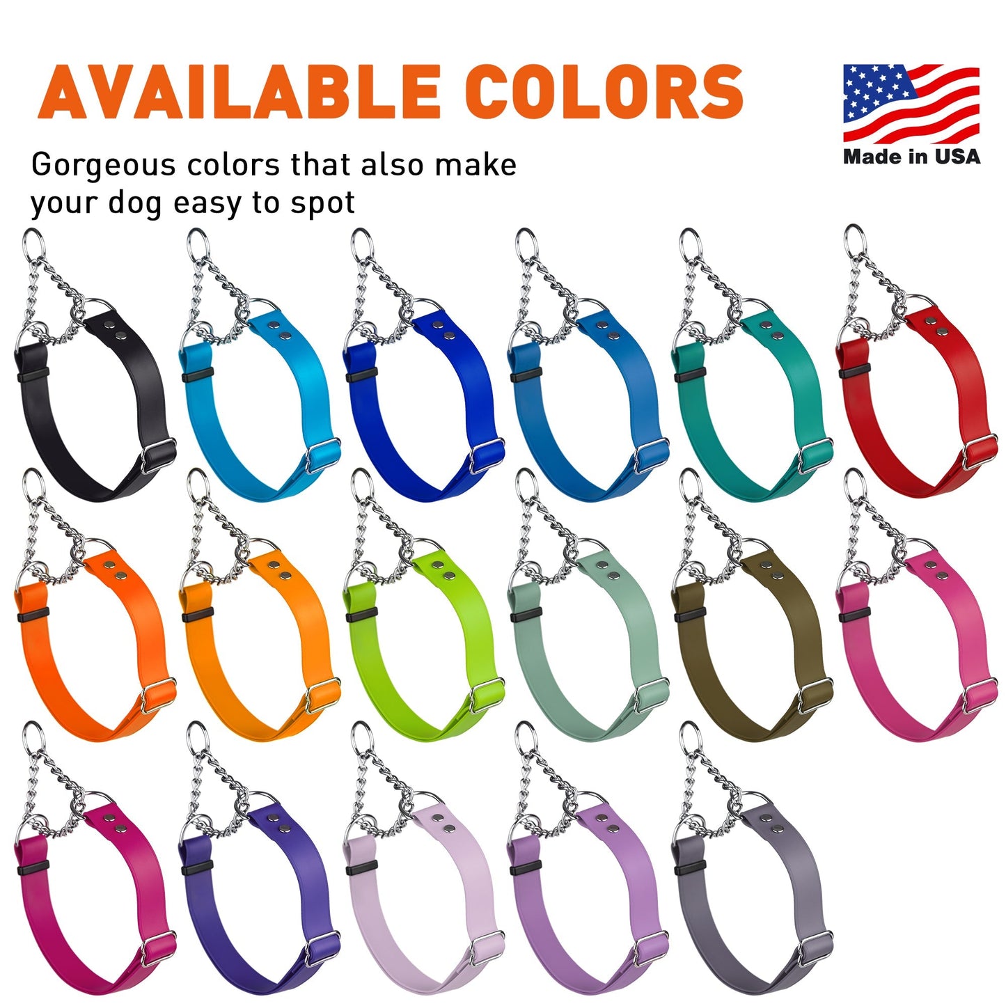 Biothane Adjustable Martingale Dog Collar