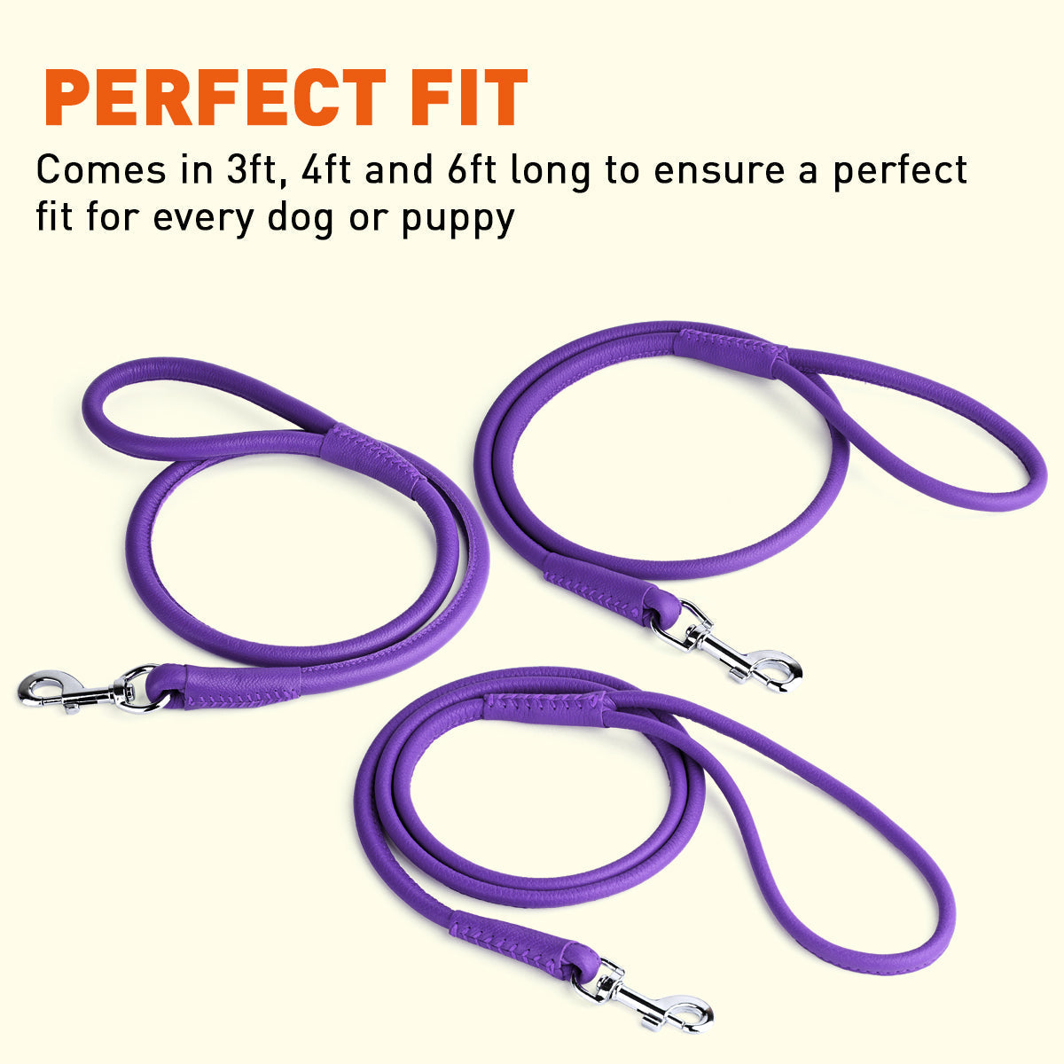Soft Leather Round Dog Lead
