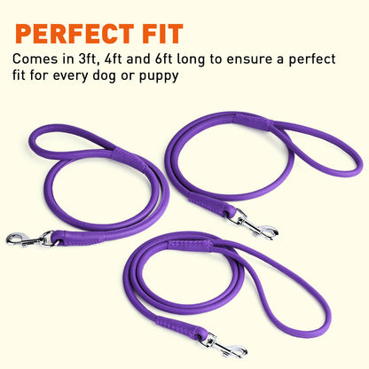 Soft Leather Round Dog Lead