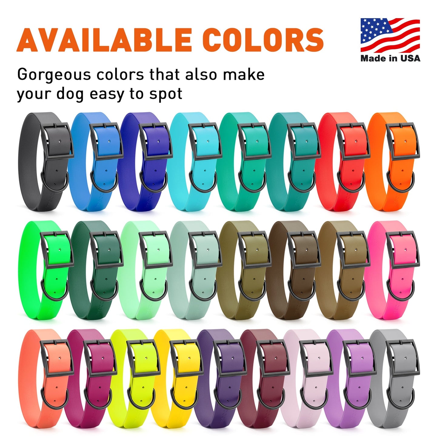 Biothane Waterproof Dog Collar - Wide - L (16 to 20 inches)