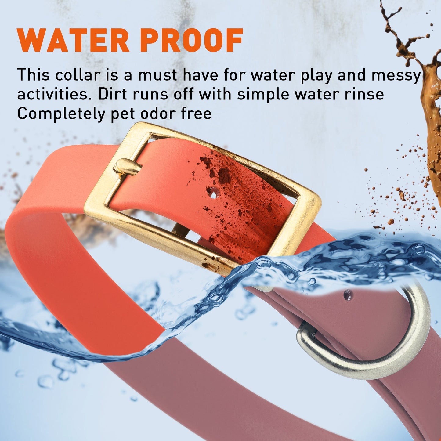 Viper Biothane Waterproof Collar - Brass Hardware - Size L (18 to 22 inches)