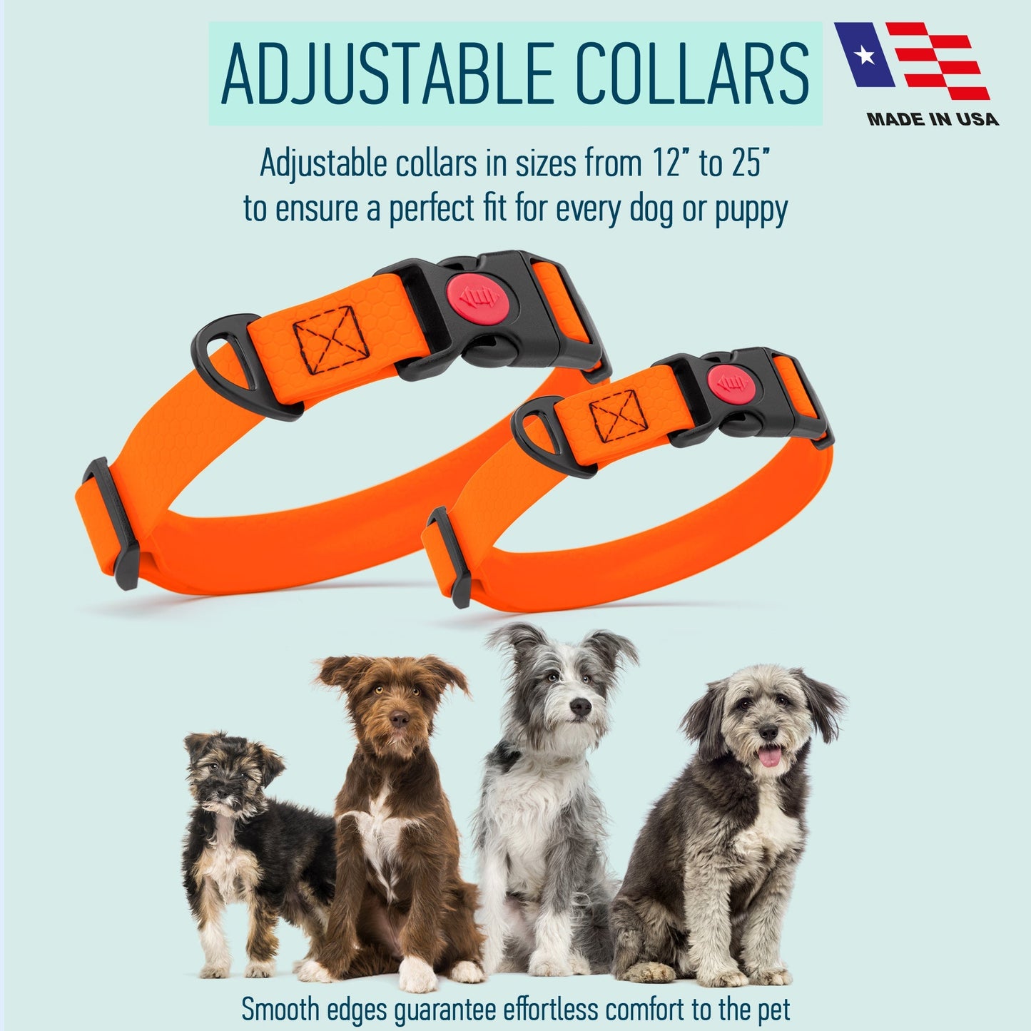 Waterproof Dog Collar with Safety Lock Buckle