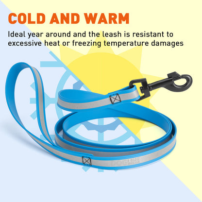 Reflective Biothane Dog Leash with Black Hardware