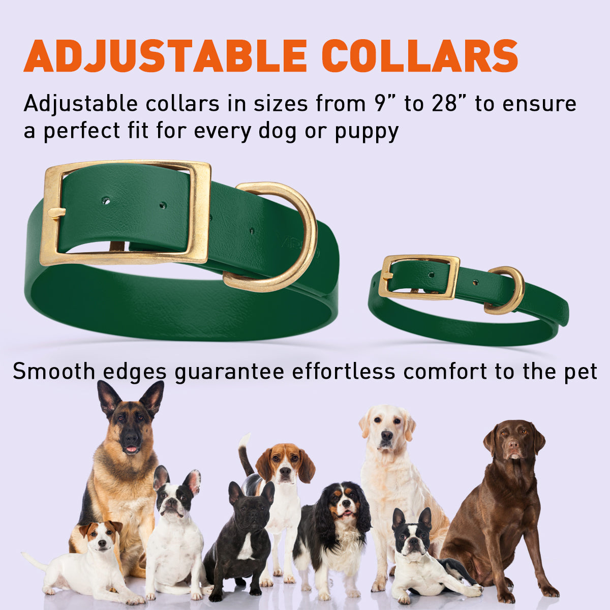 Viper Biothane Waterproof Collar - Brass Hardware - Size XXL, 1.5 in Wide (24 to 28 inches)