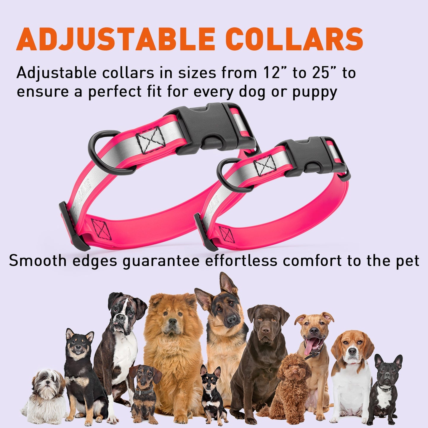 Dogline Biothane Reflective Dog Collar with Quick Release Buckle