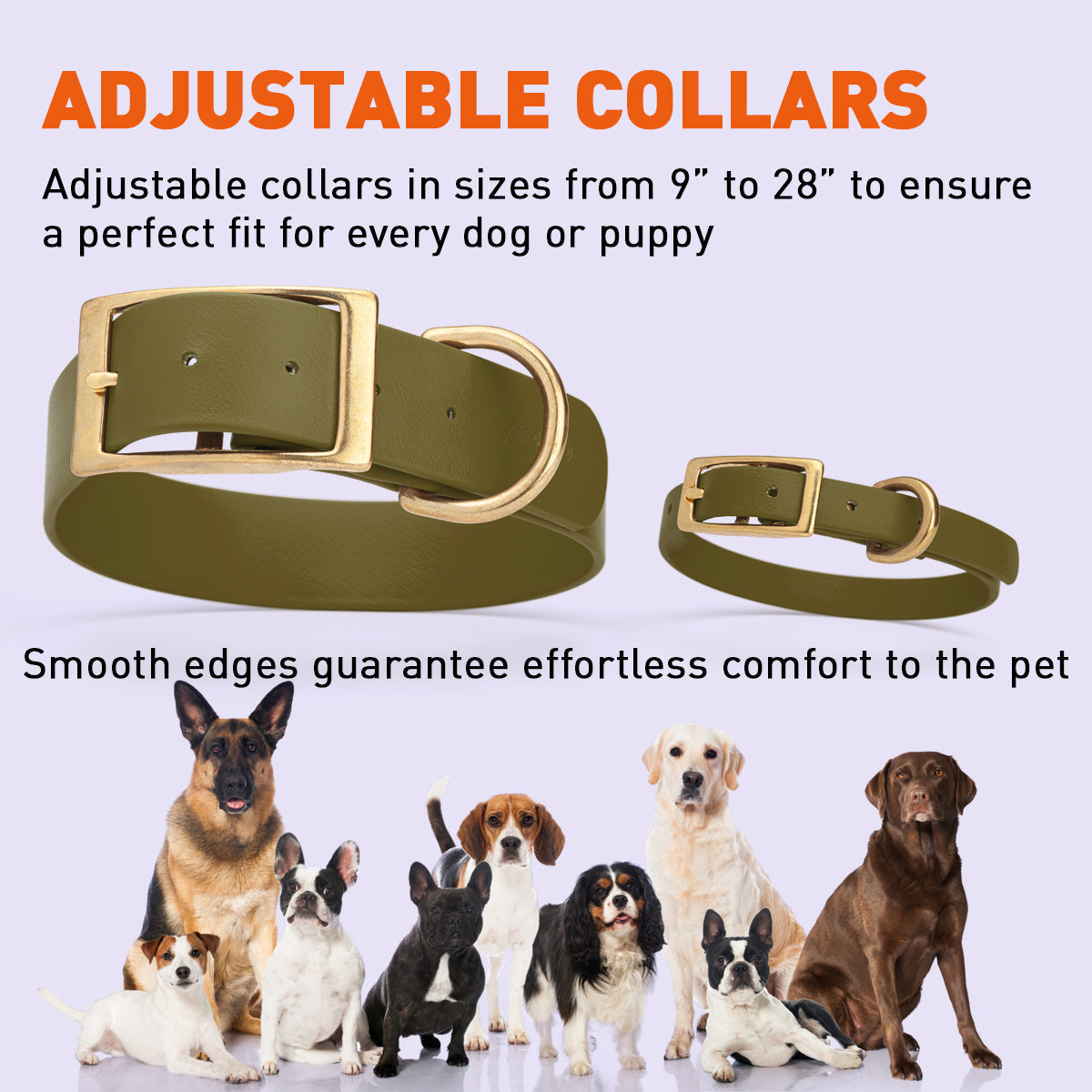 Viper Biothane Waterproof Collar - Brass Hardware - Size M (15 to 18 inches)