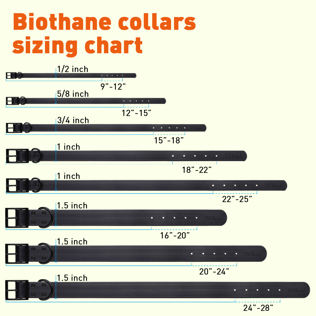 Biothane Waterproof Dog Collar - XS (9 to 12 inches)