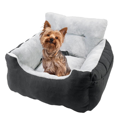 Plush High-Back Pet Car Booster Seat