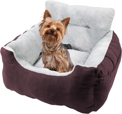 Plush High-Back Pet Car Booster Seat