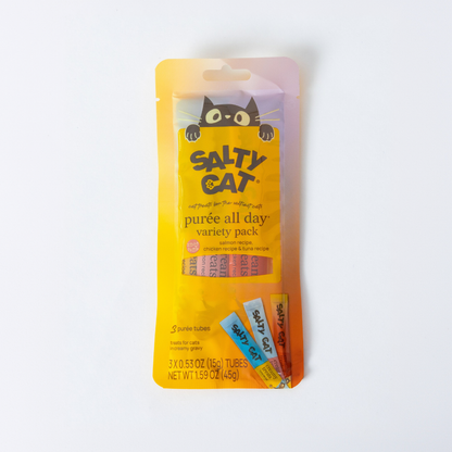 Salty Cat Purée All Day Variety Tube Treats 3-Pack