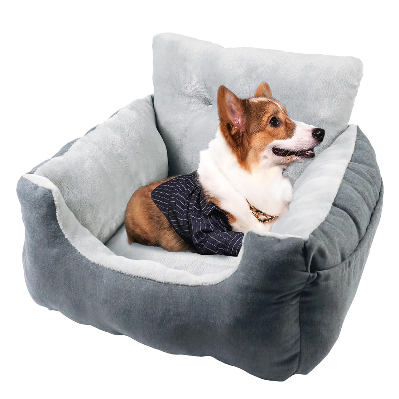Plush High-Back Pet Car Booster Seat
