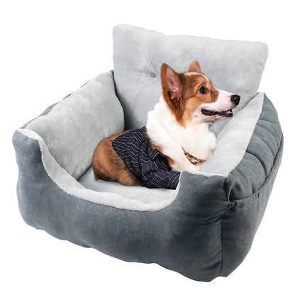 Plush High-Back Pet Car Booster Seat