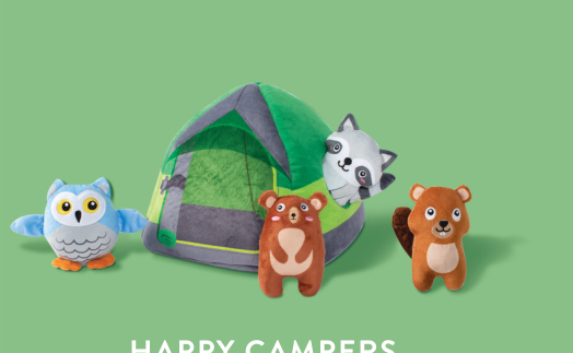 HAPPY CAMPERS HIDE & SEEK PLSH DOGTOY Case of 4
