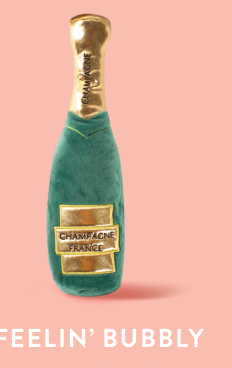 CHAMPAGNE BOTTLE PLUSH PET TOY Case of 4