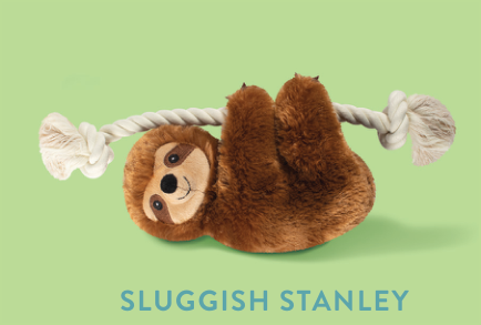 BROWN SLOTH ON A ROPE-PLUSH DOG TOY Case of 4