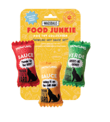 HOWLING HOT SAUCE 3PC SML DOGTOYSET Case of 4