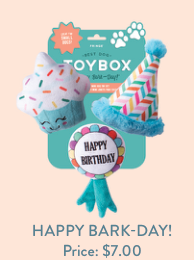 HAPPY BARK-DAY 3PC SMALL DOG TOY SET Case of 4