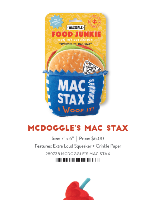 MCDOGGLE'S MAC STAX PLUSH DOG TOY Case of 4