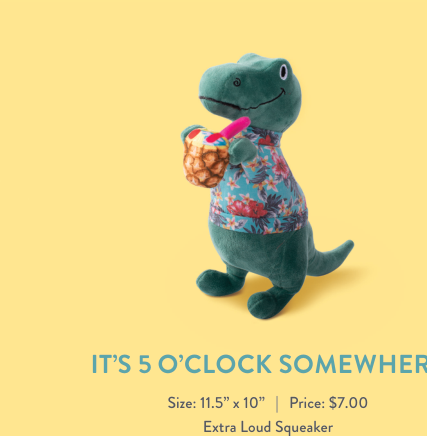 IT'S 5 O'CLOCK SOMEWHERE PLUSH DOG TOY Case of 4