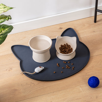 Oscar Silicone Cat Placemat - Navy Blue