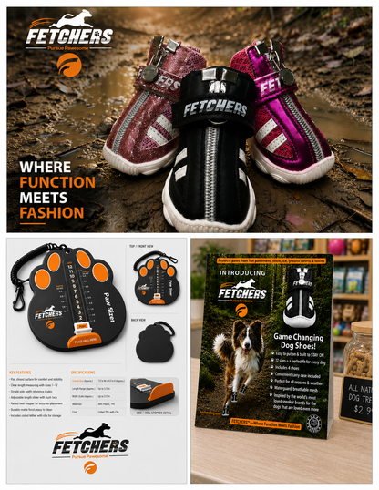 Fetchers shoes, Paw Sizer and counter display