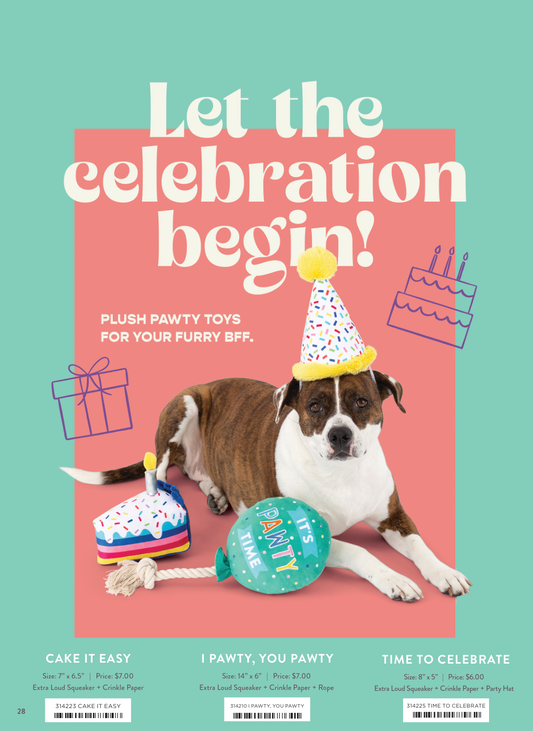 TIME TO CELEBRATE PLUSH DOG TOY Case of 4