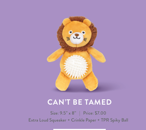 CANT BE TAMED PLUSH DOG TOY Case of 4